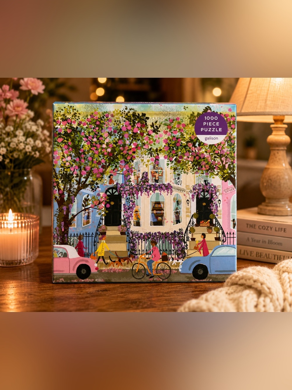 Galison Spring Street 1000-Piece Jigsaw Puzzle - Pink & Blue